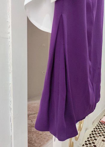 Mor Uzun Kadın Takım Elbise üçlü takım - Görsel 5