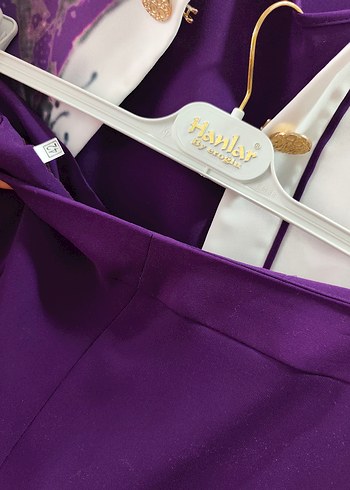 Mor Uzun Kadın Takım Elbise üçlü takım - Görsel 4