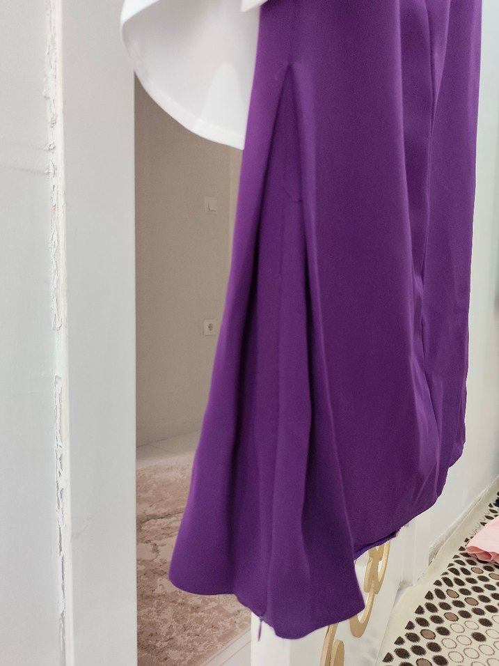 Mor Uzun Kadın Takım Elbise üçlü takım - Görsel 5