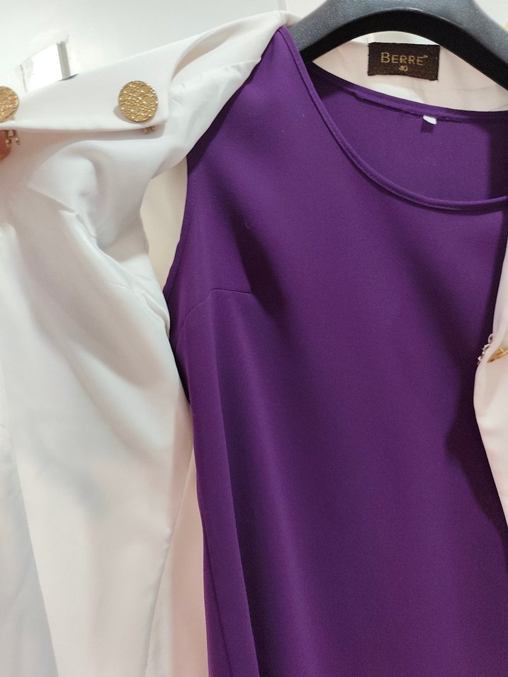 Mor Uzun Kadın Takım Elbise üçlü takım - Görsel 3