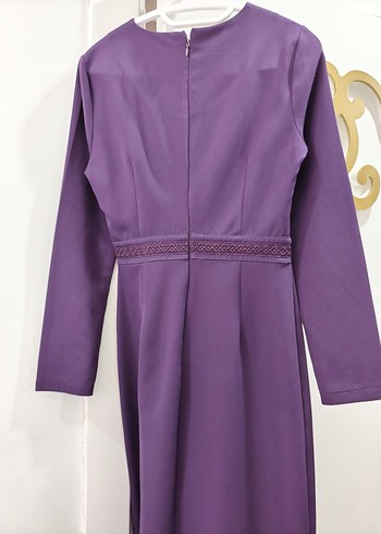 Diger Mor Uzun Kollu Drapeli Elbise - Görsel 4