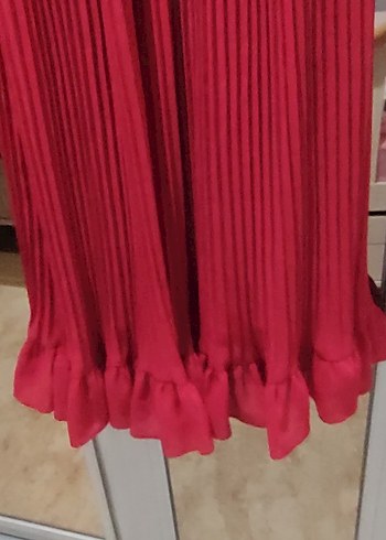 Diger Bordo Piliseli Uzun Elbise - Görsel 2