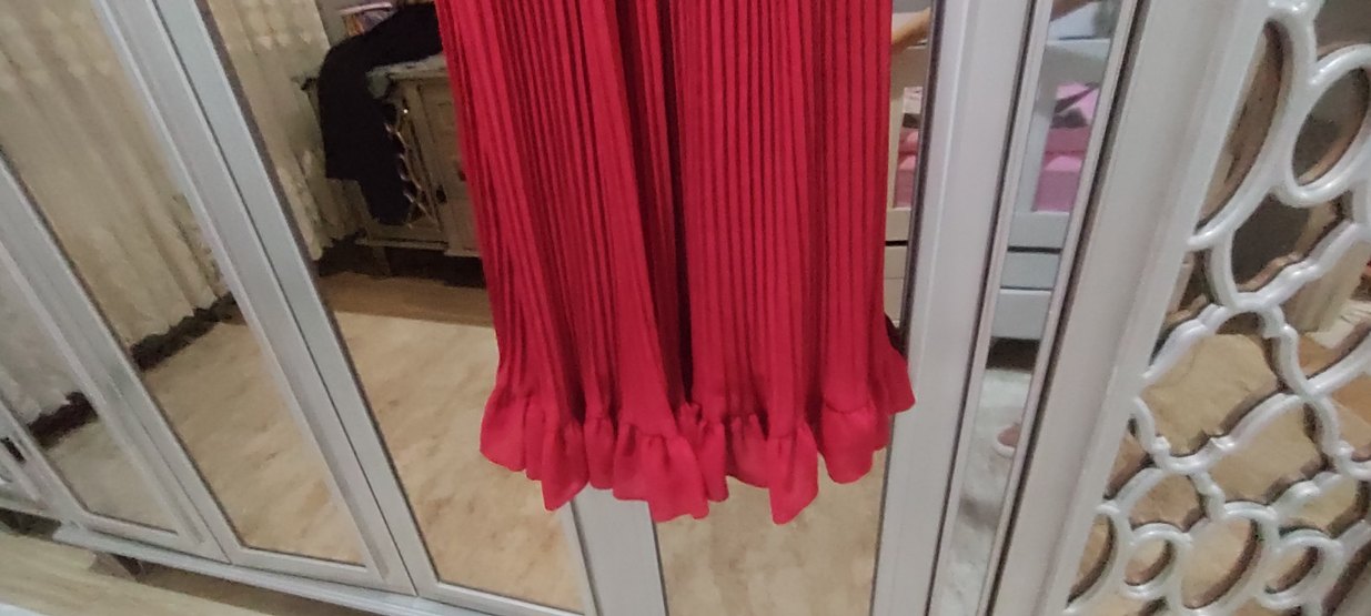 Diger Bordo Piliseli Uzun Elbise - Görsel 2