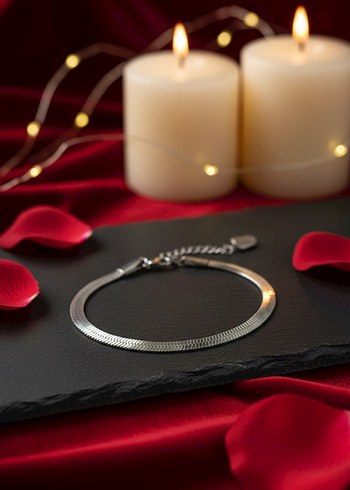 Titanyum Paslanmaz Çelik İtalyan Yassı YılanSırtı Kolye Bileklik - Görsel 3