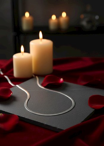 Titanyum Paslanmaz Çelik İtalyan Yassı YılanSırtı Kolye Bileklik - Görsel 2