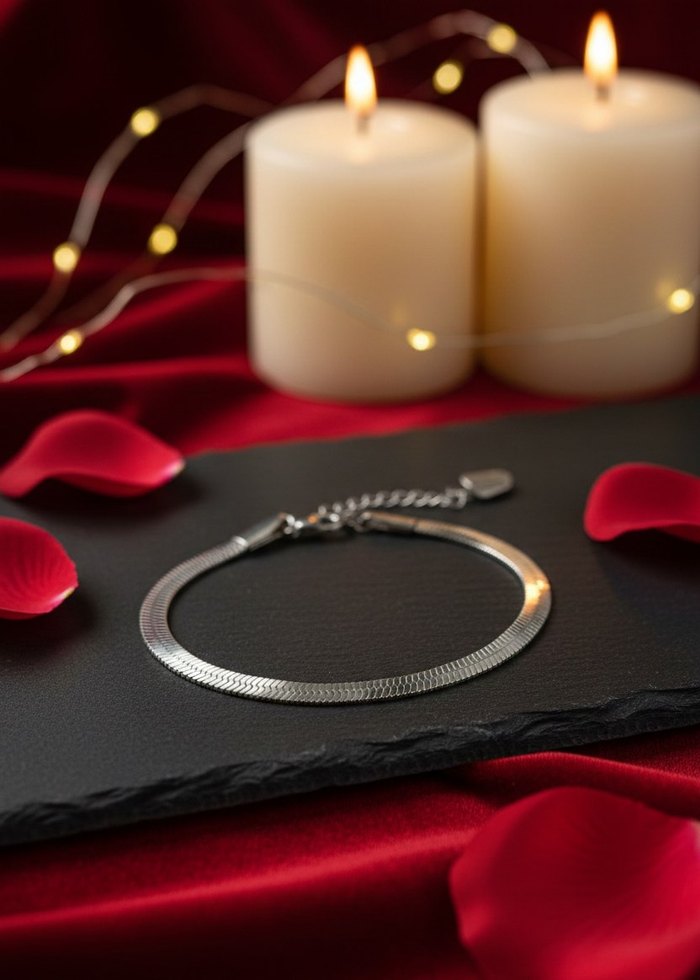 Titanyum Paslanmaz Çelik İtalyan Yassı YılanSırtı Kolye Bileklik - Görsel 3