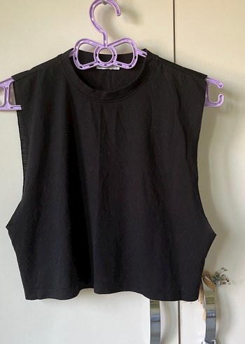 Siyah Kolsuz Crop Top