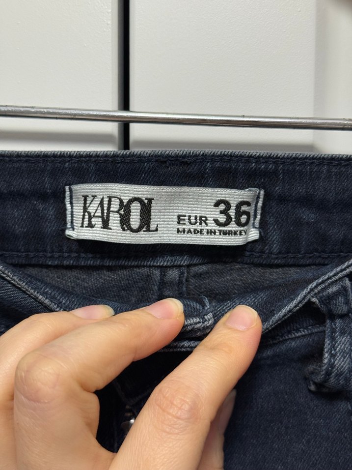 Düğmeli Lacivert Kadın Midi Denim Pantolon - Görsel 2