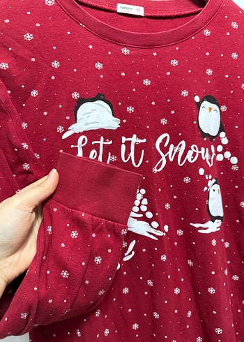 Kırmızı Uzun Kollu pijama takımı - Görsel 4