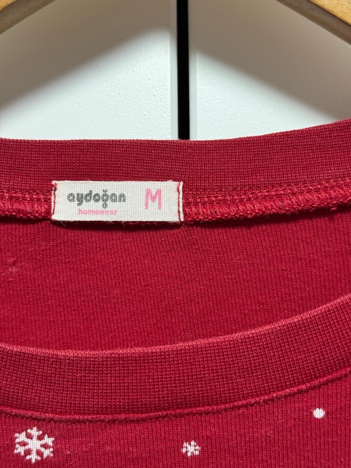 Kırmızı Uzun Kollu pijama takımı - Görsel 2