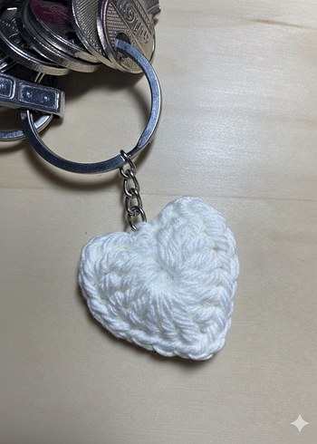 Bordo Örgü Kalp Anahtarlık - Görsel 3