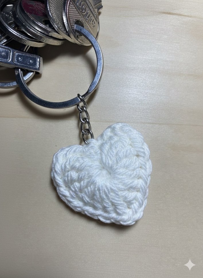 Bordo Örgü Kalp Anahtarlık - Görsel 3