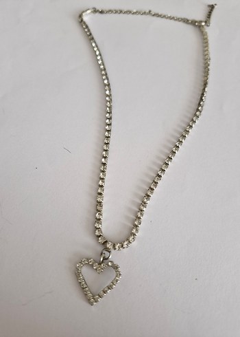 Parlak Zincir Detaylı Kalp Kolye - Görsel 7