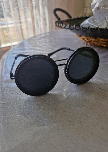 Siyah Punk Tarzı Yuvarlak Ayarlanabilir Güneş Gözlüğü - Görsel 9
