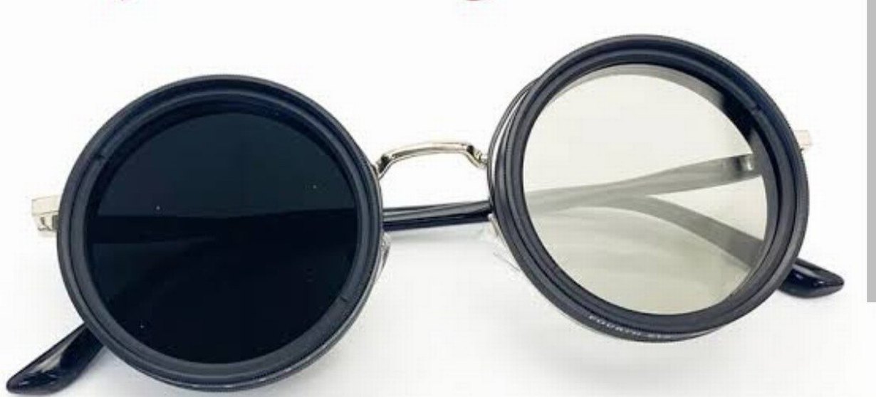 Siyah Punk Tarzı Yuvarlak Ayarlanabilir Güneş Gözlüğü - Görsel 2