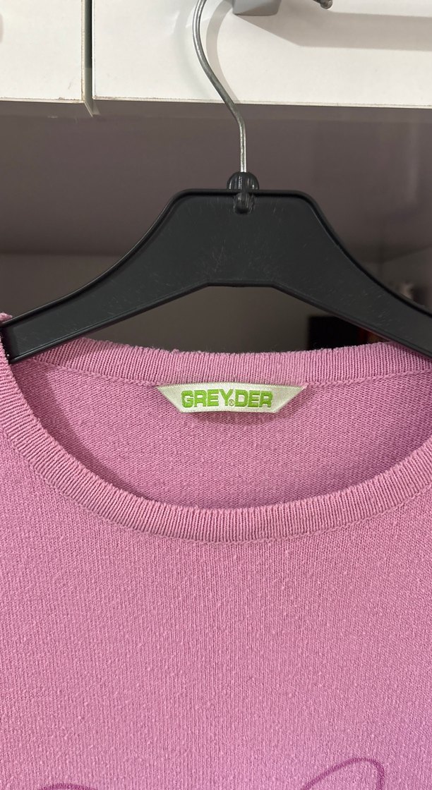 Pembe Baskılı Örgü Kedi Kazak - Görsel 4