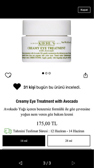 Kiehl's Kiehl?s göz kremi