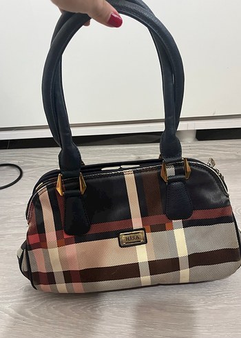 lacivert ekoseli vintage çanta - Görsel 2