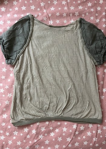 grunge vintage çizgili crop shirt - Görsel 4