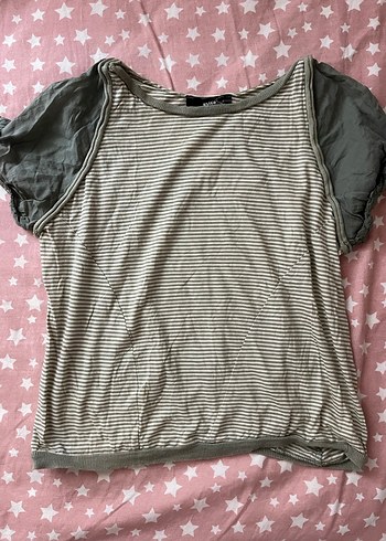 grunge vintage çizgili crop shirt - Görsel 3