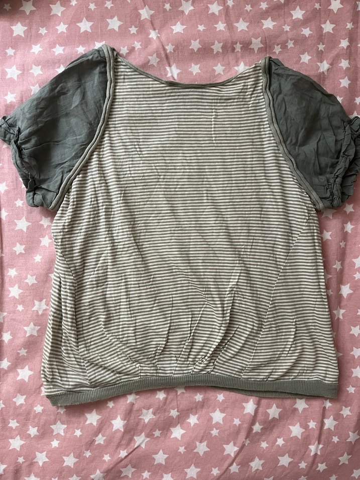 grunge vintage çizgili crop shirt - Görsel 4