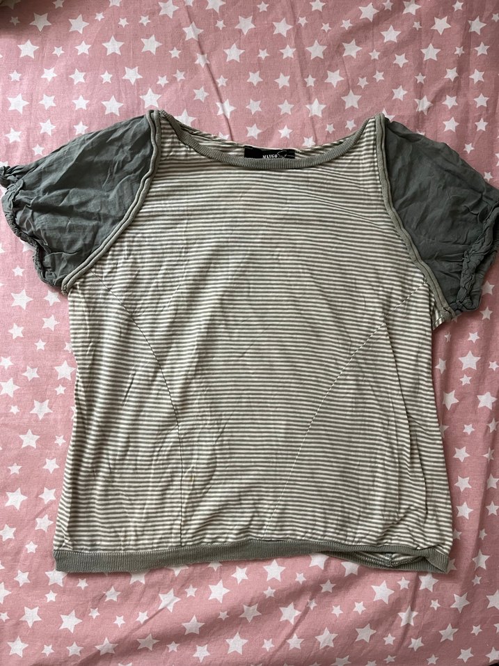 grunge vintage çizgili crop shirt - Görsel 2