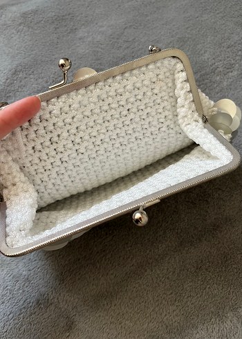Diğer Beyaz İşlemeli Payetli Bohem Kadın Clutch