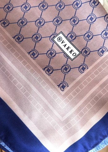 Vakko Kadın Mavi Desenli Twill Şal