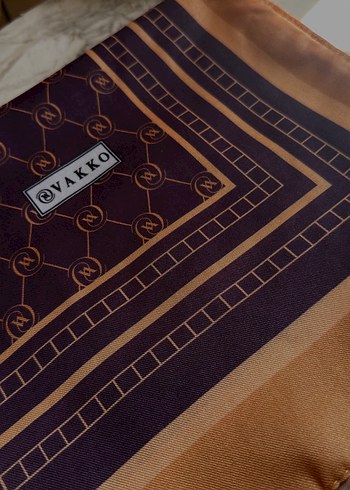 Vakko Kadın Kahverengi Desenli Twill Şal