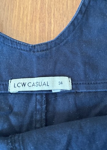 Kadın Lacivert Kemerli Kısa Denim Tulum - Görsel 3