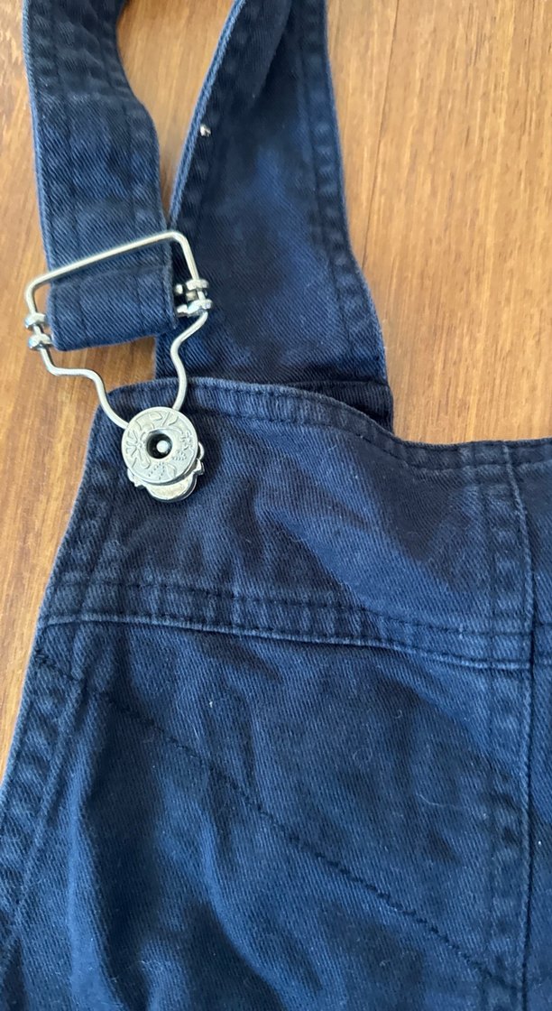 Kadın Lacivert Kemerli Kısa Denim Tulum - Görsel 2