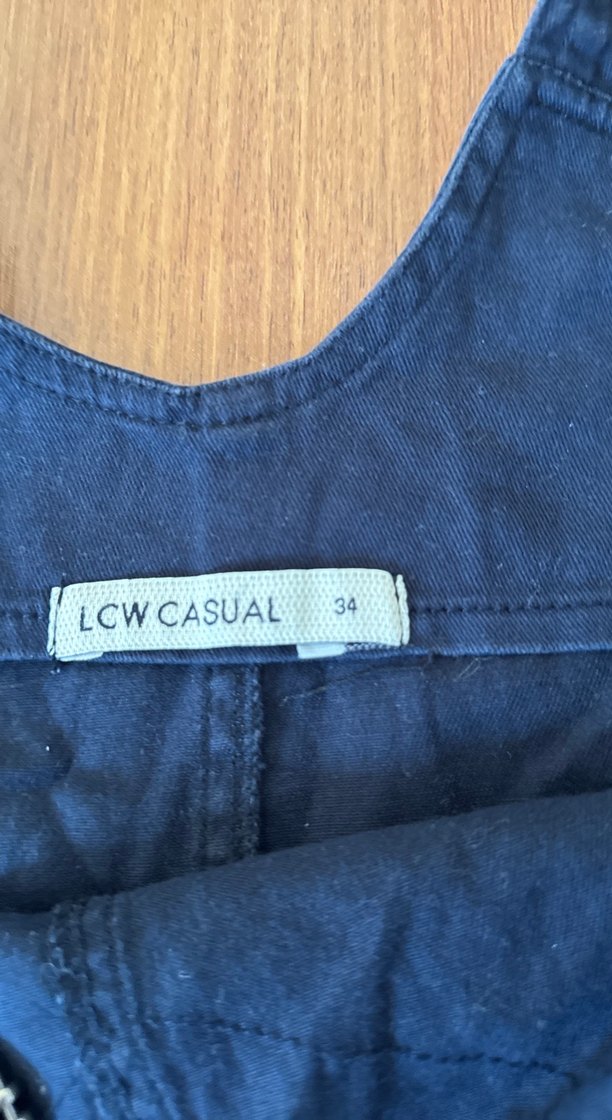 Kadın Lacivert Kemerli Kısa Denim Tulum - Görsel 3