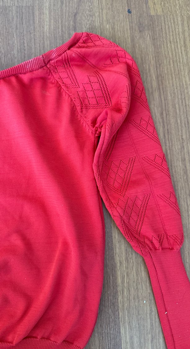 Kırmızı Kadın Triko Uzun Kollu Bluz - Görsel 2