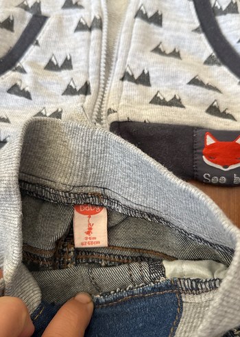 Gri Baskılı Uzun Kollu Erkek Bebek Takımı - Görsel 5