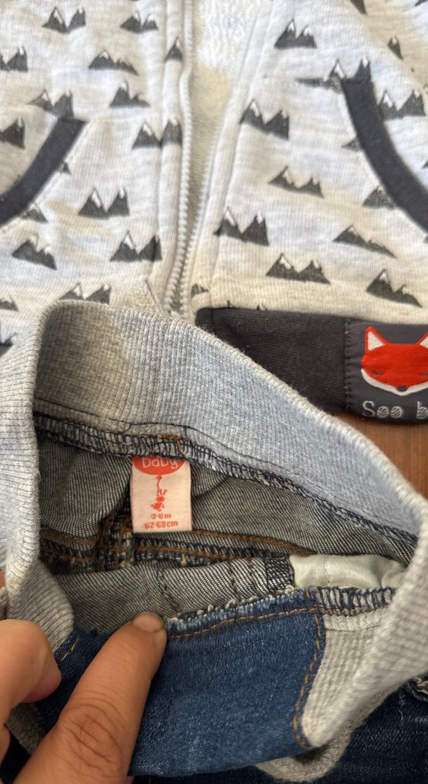 Gri Baskılı Uzun Kollu Erkek Bebek Takımı - Görsel 5