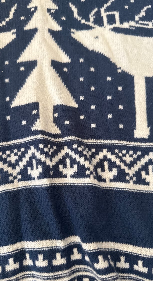 Desenli Lacivert Yünlü Kadın Kazak - Görsel 2