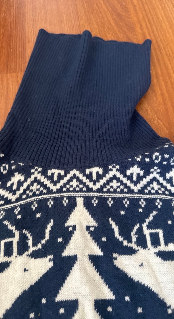 Desenli Lacivert Yünlü Kadın Kazak - Görsel 3