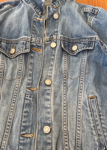 Düğmeli Kadın Mavi Denim Ceket - Görsel 2