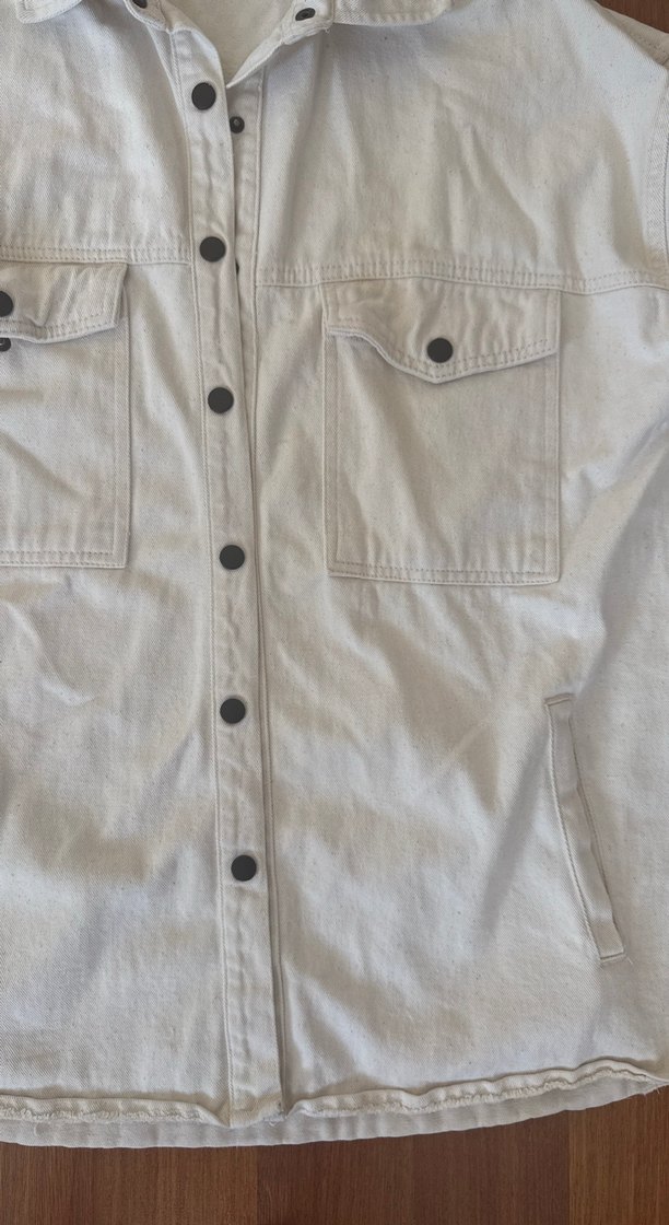 Beyaz Keten Düğmeli erkek Gömlek unisex - Görsel 2