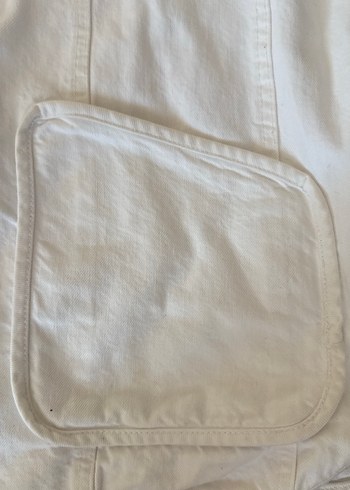 Kadın Beyaz Keten Düğmeli Ceket - Görsel 4