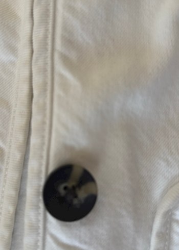 Kadın Beyaz Keten Düğmeli Ceket - Görsel 3
