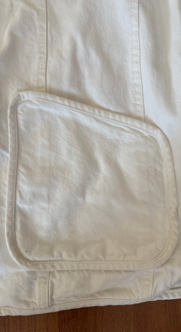 Kadın Beyaz Keten Düğmeli Ceket - Görsel 4