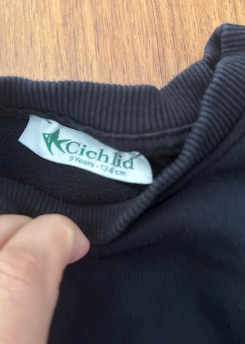 Siyah kız Çocuk Örgü Detaylı Sweatshirt 8-9 yaş - Görsel 3