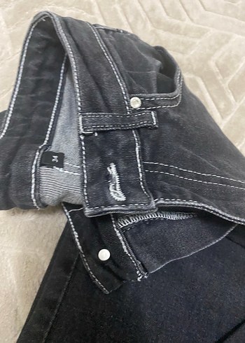 34 Beden Düğmeli Siyah Kadın Denim Jean