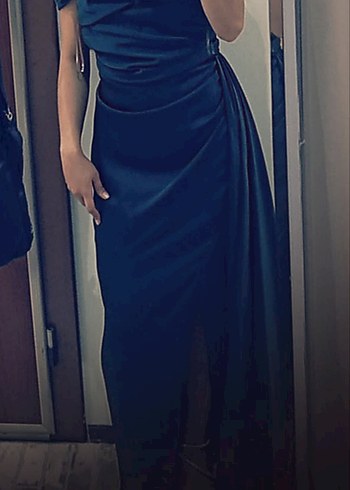 Abiye Lacivert V Yaka Uzun Gotik Kadın Abiye Elbise