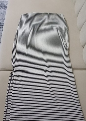 l Beden Çizgili Piliseli Uzun Kadın Etek
