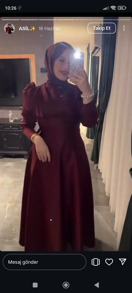 Bordo Uzun Abiye Elbise Yüksek Yaka Drapeli - Görsel 2