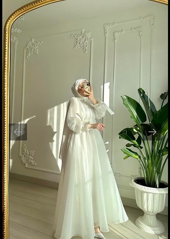 Şeffaf Beyaz Uzun Abiye Elbise - Görsel 3