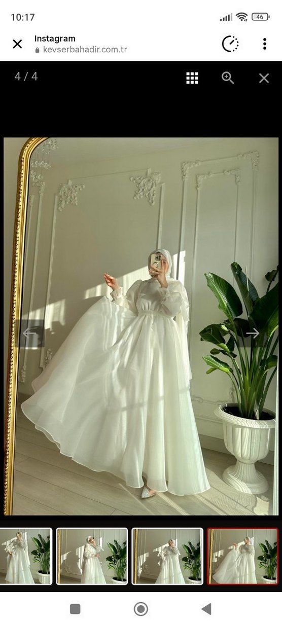 Şeffaf Beyaz Uzun Abiye Elbise - Görsel 2