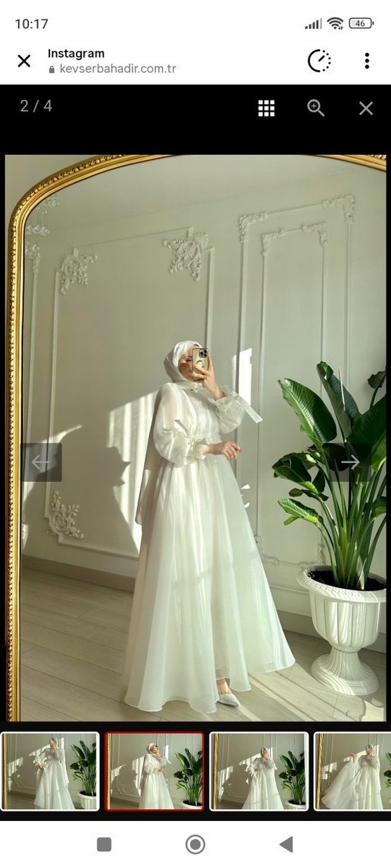 Şeffaf Beyaz Uzun Abiye Elbise - Görsel 3